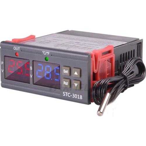 STC-3018 Digital Temperature Controller 12V 24V 220V 10A C/F Thermostat Relay Thermoregulator Heating Cooling Digital Display