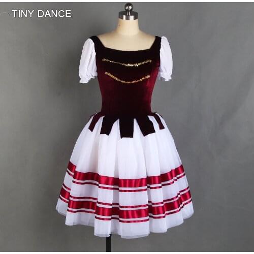 Puff Sleeve Romantic Tutu Skirts Velvet Bodice Ballet Dance Tutu Leotard Dress Women Long Ballet Tutus Performance Costume 21228