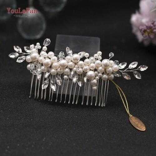 YouLaPan HP13 Silver Bridal Headwear Luxury Crystal Wedding Hairpins Hair Comb Elegant Imitation Pearl Hair Comb Hair Clip