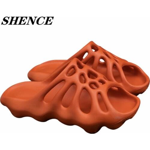SHENCE Summer Fashion Slippers Tree Hole Shoes Couple Plus Large Size Loafers Beach Clogs EVA Soft Mens Womens Bathroom Slides