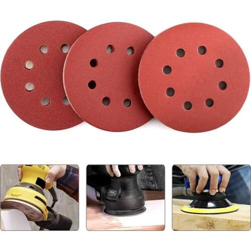 60Grit-2000Grit 125mm 5" Hook Loop Sanding paper Sandpaper Dustless Sander Sheet Set Sander Disc Abrasives for polish machine