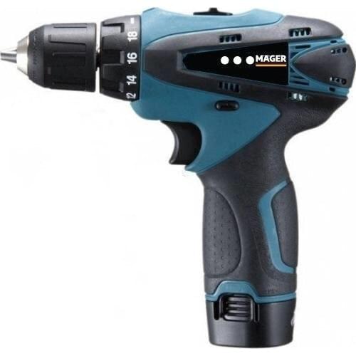 Mager Lighted Screwdriver Rechargeable Drill 20 V + Dual Cordless Li-On Battery 3 Ah + Bag