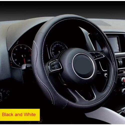 Solutstyr Genuine Leather Steering Wheel Cover 38CM 15'' Car Styling Universal Natural Leather Steering Wheel Cover Non-slip