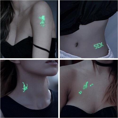 Halloween Luminous Tattoo Sticker Animal Fluorescent Waterproof Temporary The Body Art Party Tattoo Stickers