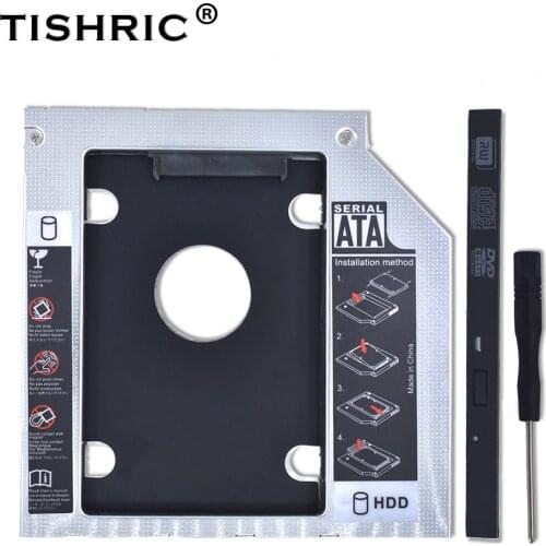TISHRIC Aluminum Universal 2nd HDD Caddy 9.5mm SATA 3.0 2.5"SSD CD DVD to HDD Case Enclosure for Laptop CD-ROM Optibay
