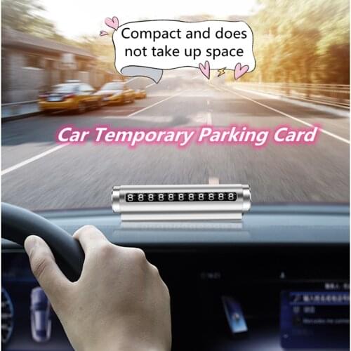 Universal Luminous Car Temporary Parking Card Phone Number Plate Magnetic Adsorption Design Rotatable 3D Mobile Number Card