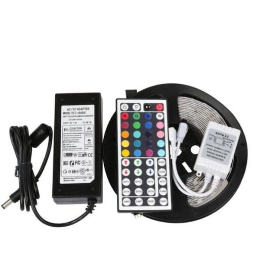 Waterproof 5050 RGB LED Strip 5M 300 Led + 44 Keys IR Remote Controller +12V 5A Power Adapter Flexible Light Free Shipping