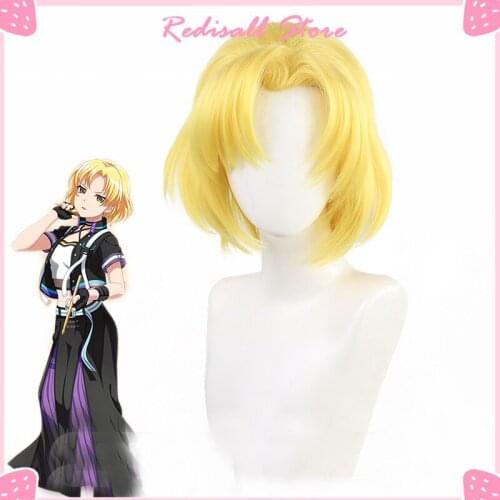 BanG Dream! RAS MASKING Cosplay Wig Golden Hair Heat Resistant Synthetic Halloween Short Hair for Adult Men Women