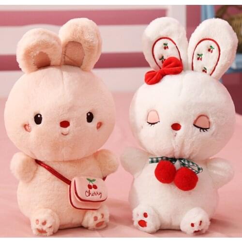 Cute plush toy stuffed doll cartoon animal cherry rabbit bunny Animals Doll rabbit for kid Christmas present birthday gift 1pc