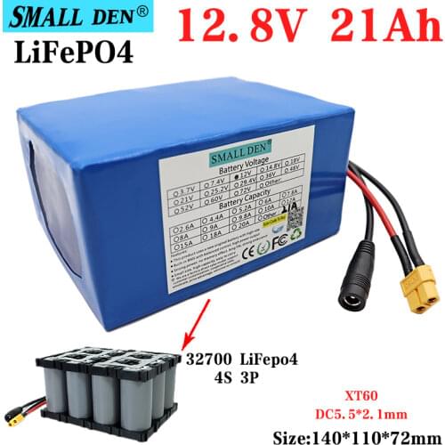 12.8V 21Ah32700 4S3P Lifepo4 rechargeable battery pack with 4S40A balance BMS for 12V power electric boat DIY solar battery