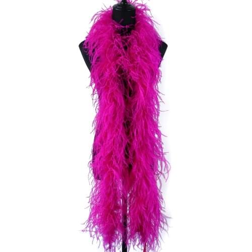 2 Meter 6 Ply Ostrich Feathers Boa Dyed Colorful Ostrich Plume For Wedding Clothes shawl Decoration Sewing Crafts