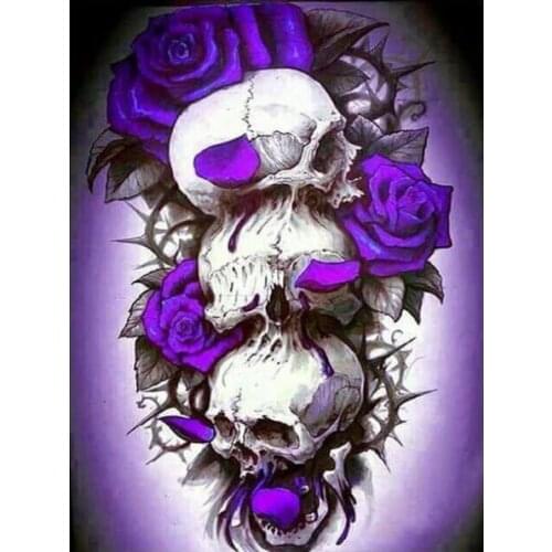 5D DIY diamond painting Purple Rose Skulls Full Drill Embroidery Cross Stitch Mosaic Craft Kits Home Decor Christmas Gift