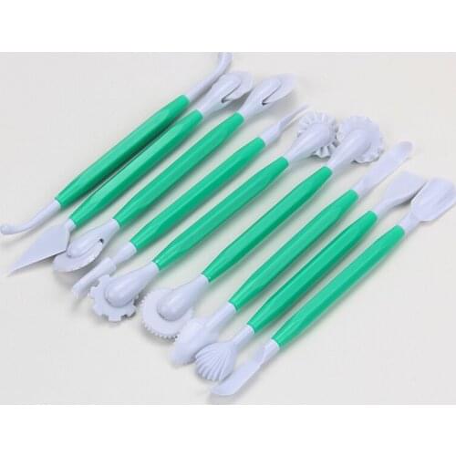 6sets/lot)Free Shipping Plastic 9pcs Cake Fondant Decorating Tools set