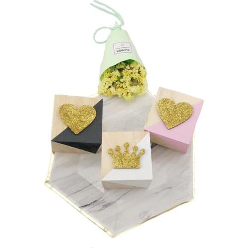 6CM Original Wooden Glittering Heart Block Decoration for Baby Room Decal Thing Baby Room Cute Decorative Gifts