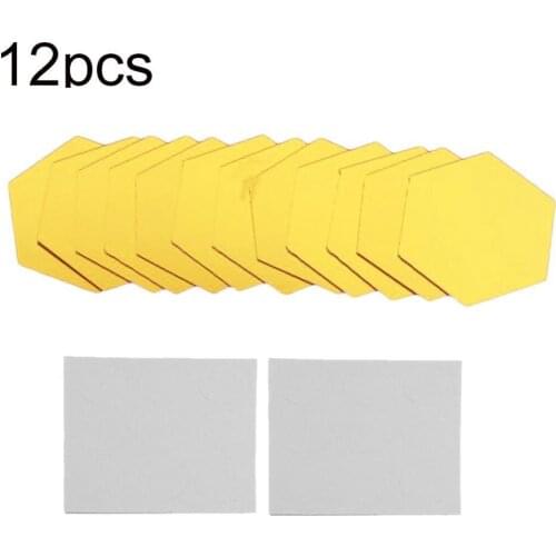 60% Hot Sale 12 Pcs Hexagonal Self Adhesive Mirror Effect Wall Sticker Living Room Decal Decor Art Wall Stickers