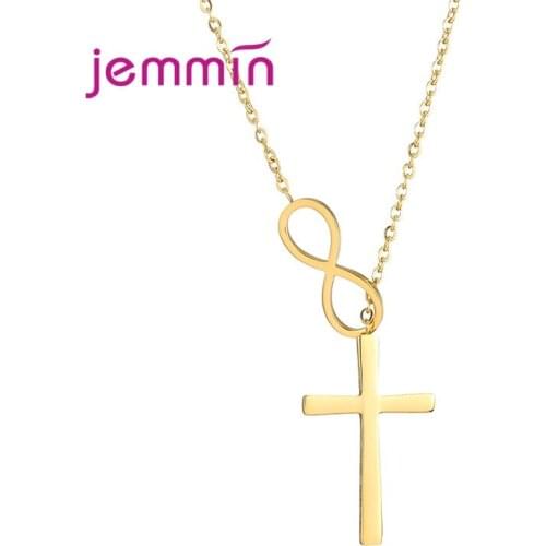 925 Sterling Silver Luxury Infinite Cross of Love Chain Necklace for Women Jewelry New Bijoux Girl Gifts