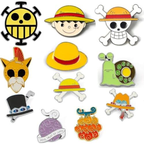 Anime One Piece Skull Enamel Pins Brooch Cosplay Props Devil Fruit Grass Cap Badge Costumes Accessories Monkey D. Luffy Brooches