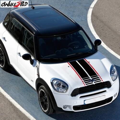 Auto Hood Trunk Decor Stickers Racing Stripe Body Vinyl Decal For Mini Cooper Countryman R60 2013-2016 Car Stickers Accessories