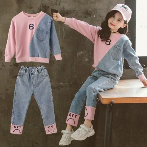 Children Clothing Set Hoodie Jeans Kids Tracksuit 2021 Spring Girls Costume Kids Sport Suits for Girls Clothes 6 8 10 12 Years