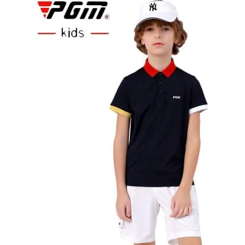 PGM Golf T-shirt Golf Clothing Boys Quick-drying Golf shirts Summer Breathable Elastic Golf Short Sleeved Uniforms YF405