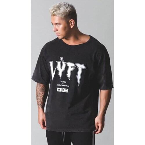 Tops Fashion T-shirt Men Short Sleeve Cotton Casual Gyms Fitness T shirt Bodybuilding Workout Print Tees Top Male Brand Clothing