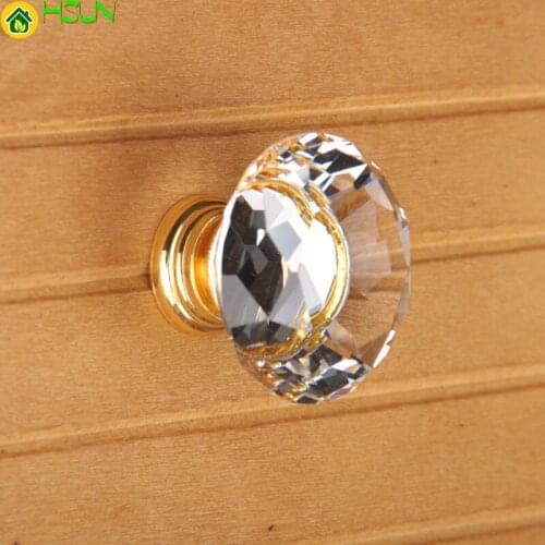Crystal Gold Cupboard Knobs Handle Pulls Glass Dresser Handle Kitchen Cabinet Door Knobs Furniture Hardware