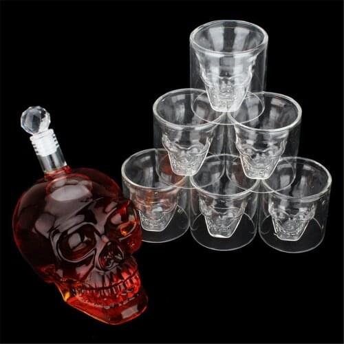 Creative Crystal Skull Head Whiskey Vodka Wine Decanter Bottle Glass Beer Spirit 4 Sizes Bottle And Cup