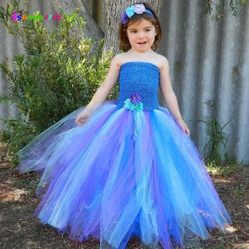 Ksummeree Girls Pretty Peacock Tutu Dress with Headband Kids Birthday Party Wedding Outfit Vintage Pageant Dress TS123