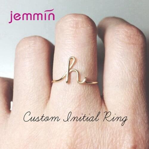 Minimalist Girl Woman Ring A-Z 26 English Letters Simple Metal Decoration Jewelry Boho Holidays Style Silver/Gold/Rose Gold