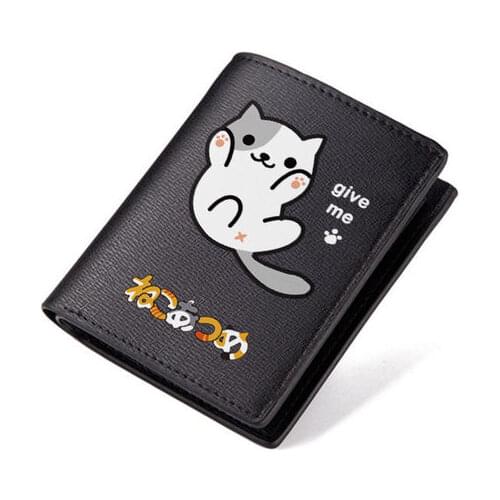 Fashion Neko Atsume Wallets Short style The cat backyard Luminous PU Leather Cartoon Anime Student holders