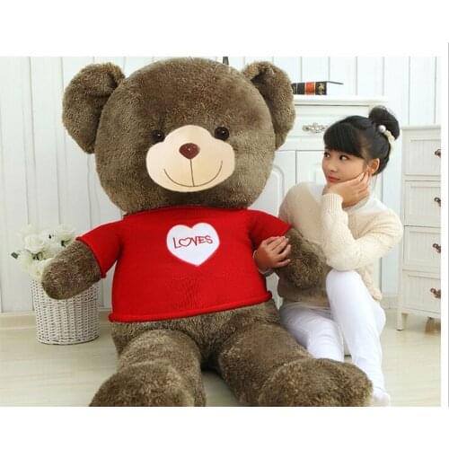 Stuffed toy huge 160cm dressed cloth teddy bear plush toy loves bear doll soft hug pillowm gift 0451