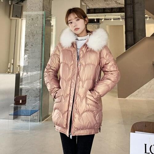 2021 New Women Winter Mid-Long parkas Solid Fur collar thicken zipper warm windproof jackets snow coat for female size M-XXL