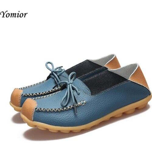 Yomior Women Shoes New Arrival Soft Cow Leather Nurse Flat Shoes Mother Casual Loafers Fashion Female Work Shoes Big Size 43 44