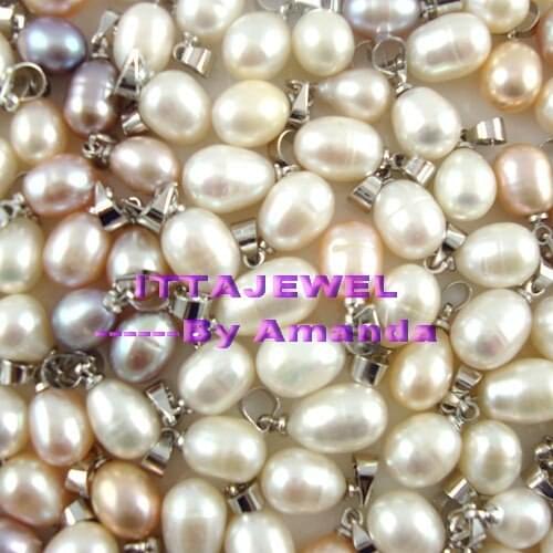 Wholesale 100PCS Water-Dripped Freshwater Cultured Pearl Peandant,Free Shipping