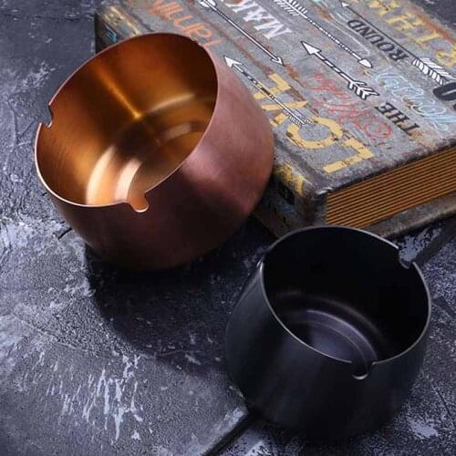 Stainless Steel Ashtray for Garden Terrace Balcony 4Colors Household 1Pcs Round Shape Cigar Ash Tray Cigarette Accessories