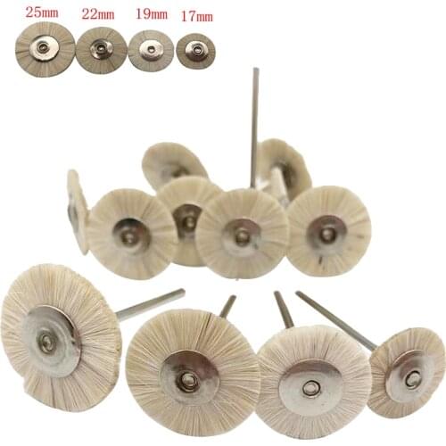 10Pcs/Bag 2.35mm Polishing Brush Wheel Dental Laboratory Lab Materials Soft White Goat Hair Rotary Tools Low Speed HP Shank Buff