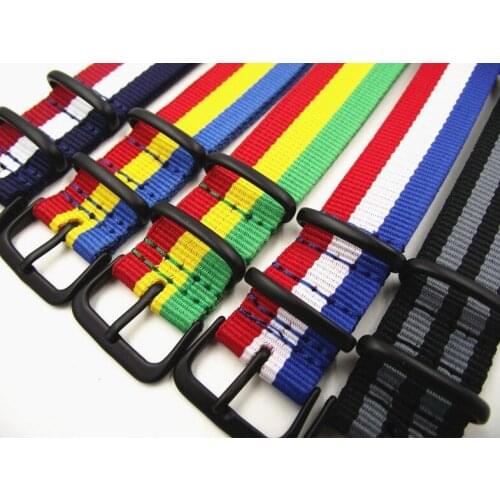1PCS 20MM nato straps nylon strap watch band watch straps black buckle high quality 5 colors available -9121