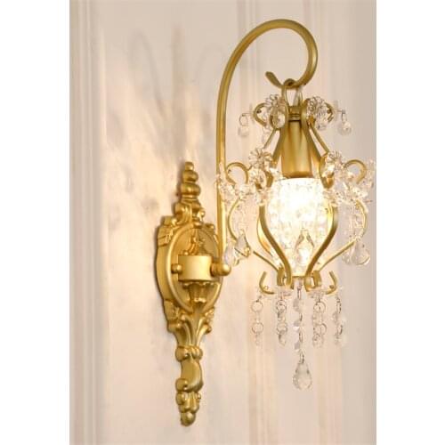 French Crystal Luxury Wall Lamps Living Room Bedroom Bedside Mirror Headlight Modern Aisle Wall Candlle Lights European Lighting