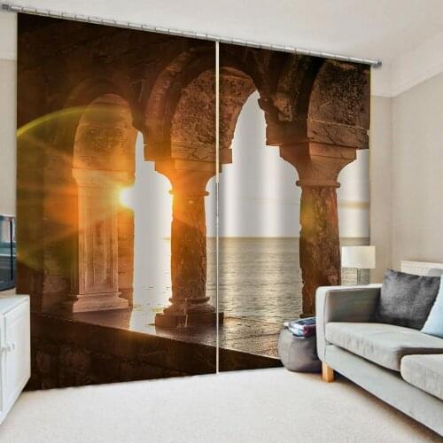 Customized size Luxury Blackout 3D Window Curtains For Living Room 3d stereoscopic curtains 3d building curtain