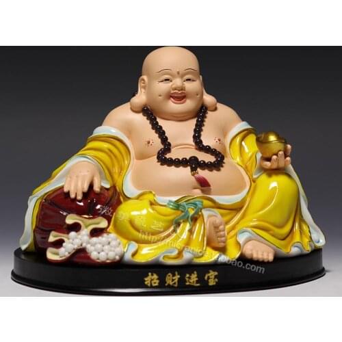 Hand painted 6 inch Maitreya Buddha business gifts felicitous wish of making money in Dehua ceramic arts and crafts Bodhisattva