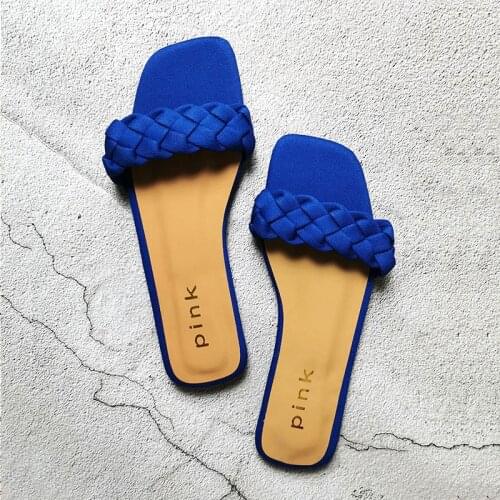 Summer Flat with Twist Fashion Slippers Comfort Outside Beach Shoes Ladies Slides Women Summer Sandals Plus Size 37-42