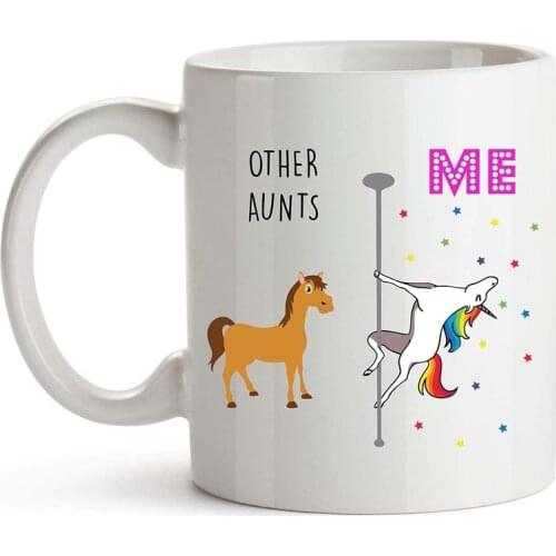 Aunt Coffee Mug, 11 Ounces, Unicorn Mug, Auntie Cup from Niece and Nephew