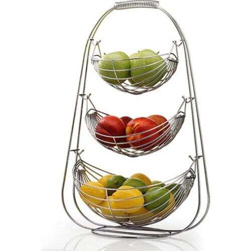 3 Tier Fruit Basket Bowl Holder Stand Kitchen Vegetables Storage Stainless Steel Organizer Decoration Household Food Storage