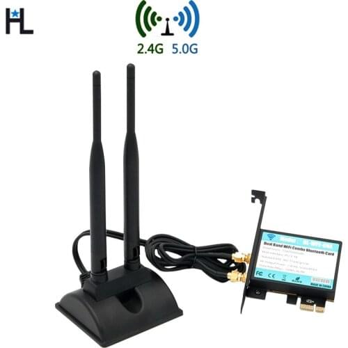 Wifi adapter M.2 ngff Wi-Fi network card wireless receiver pci-express X1 interface with ac 7265 card Dual Band antenna DIY