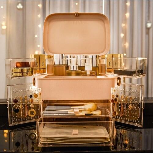 Cosmetic Storage Box Dust-Proof Skin Care Products Dresser Transparent Desktop Covered Acrylic Jewelry Storage Rack