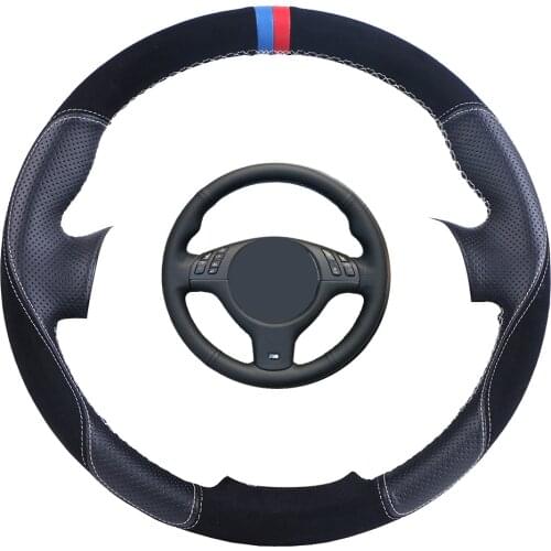 Suede Leather Car Steering Wheel Cover For BMW E46 E39 330i 540i 525i 530i 330Ci M3 2001-2003/Custom Steering Wrap