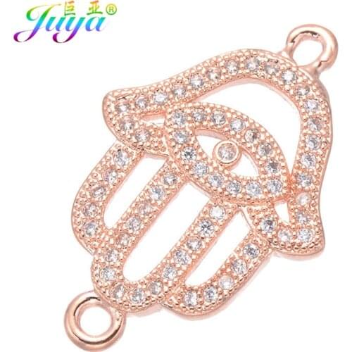 Women Fashion Jewelry Making Accessories Hamsa Hand Turkish Evil Eye Amulet Metal Charm Connectors Supplies Earrings Findings