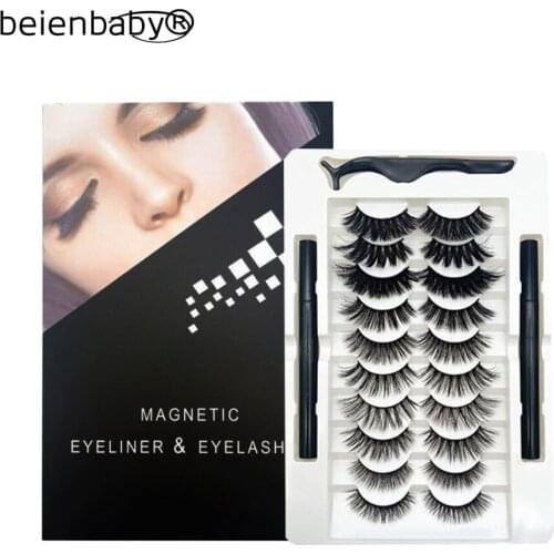 Ten Pairs Of Self-Adhesive Magnetic Mixed Double Eyeliner False Eyelashes Set