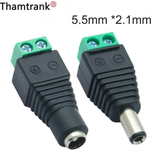 10PCS 5.5mmx2.1mm Male/Female DC Power Connector Jack Plug Adapter for 3528 5050 RGBW LED Strip Module CCTV Camera Power Supply