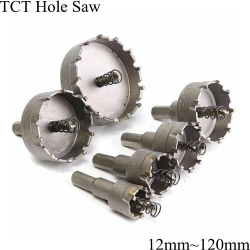 12mm ~ 120mm TCT Hole Saw Blade HSS Metal Drill Bit Carbide Tip Cutter Metalworking Stainless Steel Iron Alloy Wood Aluminium